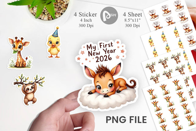 Sticker Baby's First New Year 2026 Sublimation artnoy 