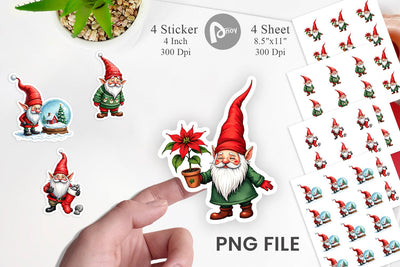 Sticker Bah Humbug Gnomes: A Sarcastic Watercolor Sublimation artnoy 