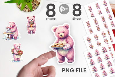Sticker Baking Mama Bear Watercolor Sublimation artnoy 