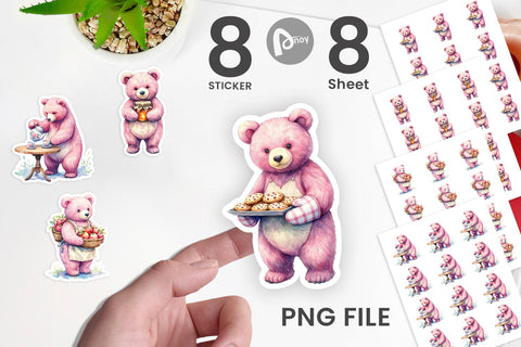 Sticker Baking Mama Bear Watercolor Sublimation artnoy 