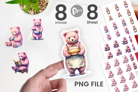 Sticker Baking Mama Bear Watercolor Sublimation artnoy 