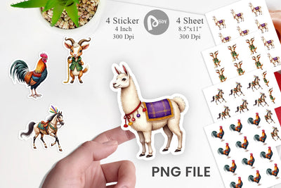 Sticker Barnyard Bash Farm Animals Mardi Gras Sublimation artnoy 