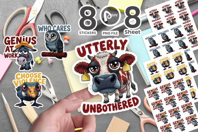 Sticker Barnyard Blues Sarcastic Animals Sublimation artnoy 