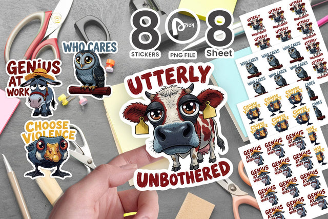 Sticker Barnyard Blues Sarcastic Animals Sublimation artnoy 