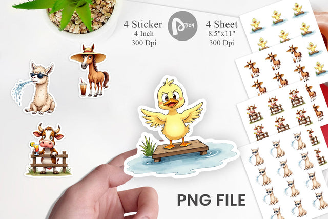 Sticker Barnyard Burnout Sarcastic Summer Watercolors Sublimation artnoy 