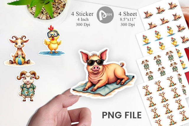 Sticker Barnyard Burnout Sarcastic Summer Watercolors Sublimation artnoy 