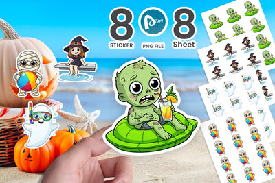 Sticker Big Eye Summerween Pool Party Sublimation artnoy 