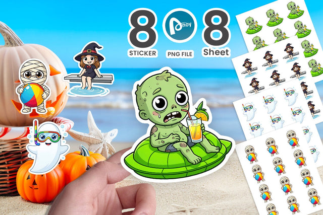 Sticker Big Eye Summerween Pool Party Sublimation artnoy 