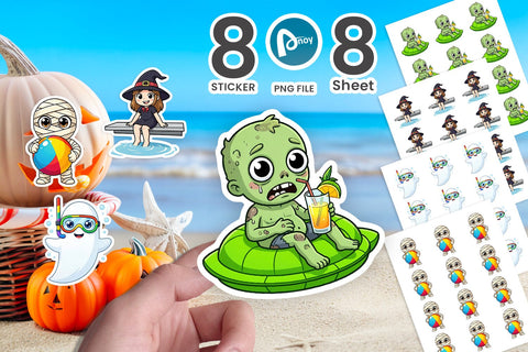 Sticker Big Eye Summerween Pool Party Sublimation artnoy 
