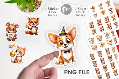 Sticker Big-Eyed New Year's Animal Party 2026 Sublimation artnoy 