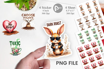 Sticker Bitter Coffee Goth Sarcastic Quotes Sublimation artnoy 