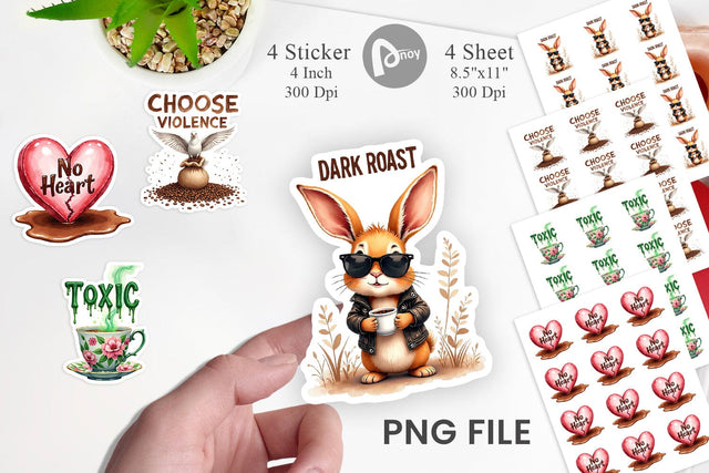 Sticker Bitter Coffee Goth Sarcastic Quotes Sublimation artnoy 