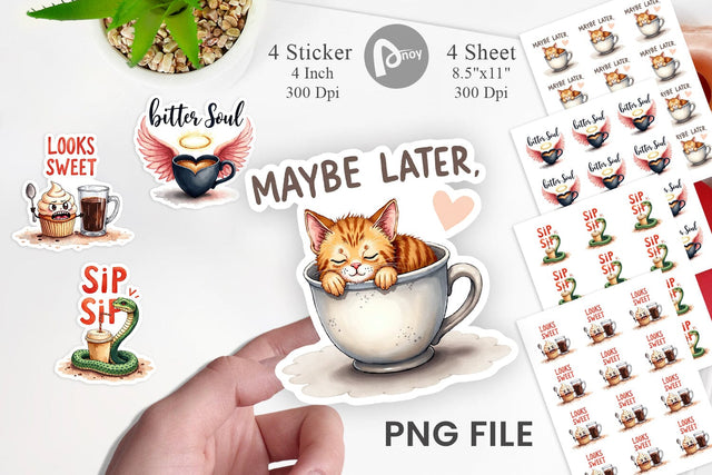 Sticker Bitter Coffee Goth Sarcastic Quotes Sublimation artnoy 