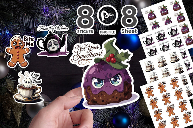 Sticker Bitter Holiday Treats Gothmas Quote Sublimation artnoy 