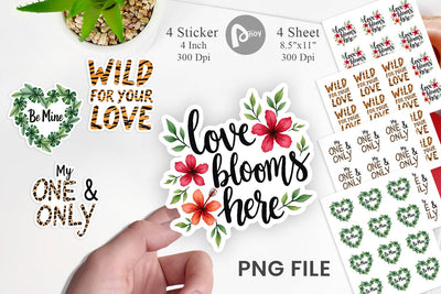 Sticker Boho Jungle Love Tropical Valentine Quotes Sublimation artnoy 