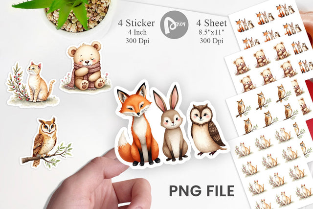 Sticker Boho Winter Animals Sublimation artnoy 