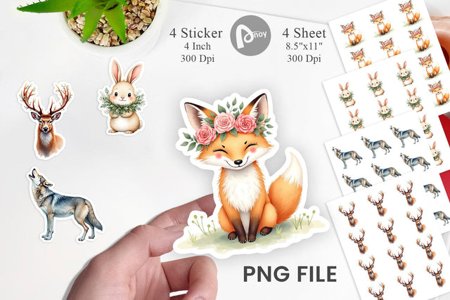 Sticker Boho Winter Animals Sublimation artnoy 