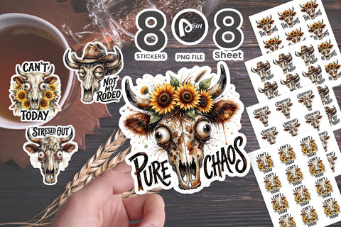 Sticker Bone Deep Exhausted Bull Skulls Sublimation artnoy 