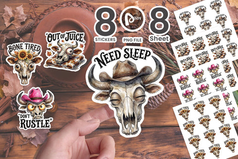 Sticker Bone Deep Exhausted Bull Skulls Sublimation artnoy 
