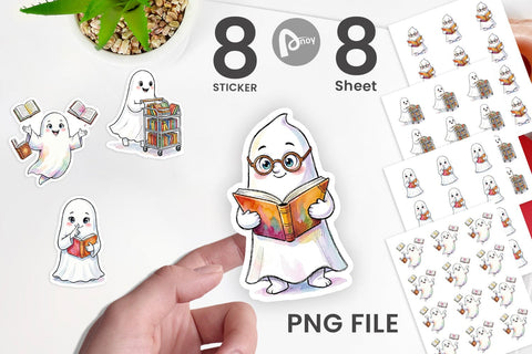 Sticker Bookish Librarian Ghost Art Sublimation artnoy 