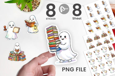 Sticker Bookish Librarian Ghost Art Sublimation artnoy 