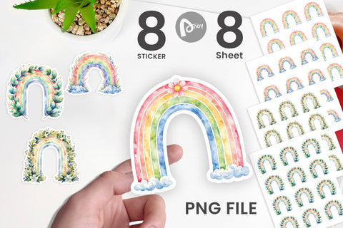 Sticker Botanical Boho Rainbow Sublimation artnoy 