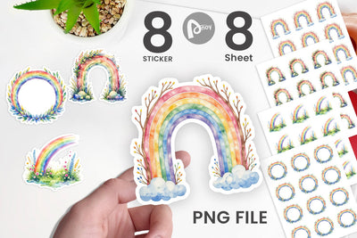 Sticker Botanical Boho Rainbow Sublimation artnoy 