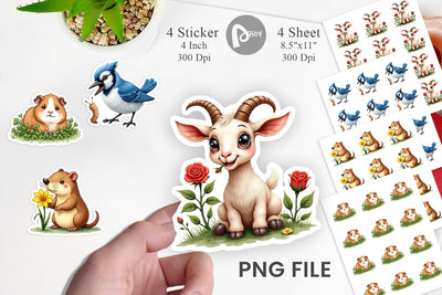 Sticker Bug-Eyed Spring Bloomers Watercolor Sublimation artnoy 
