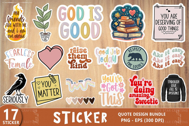 Sticker Bundle, Positive Vinyl Stickers, Business Sticker SVG FiveStarCrafting 
