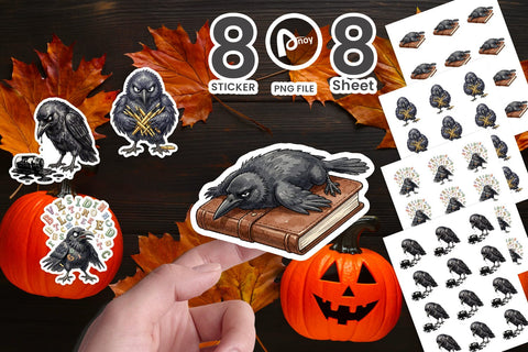 Sticker Burnout Raven Dark Academia Watercolor Sublimation artnoy 