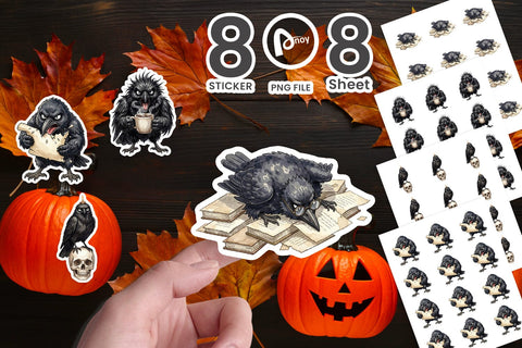 Sticker Burnout Raven Dark Academia Watercolor Sublimation artnoy 