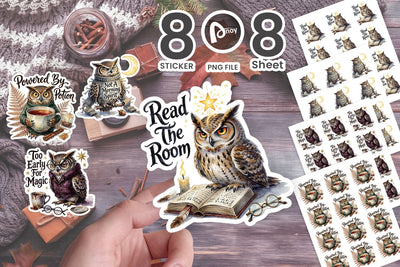 Sticker Burnt-Out Owl Whimsigoth Watercolor Quote Sublimation artnoy 