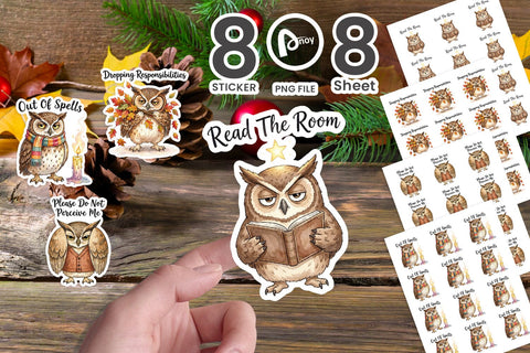 Sticker Burnt Out Owl Whimsigoth Watercolor Sublimation artnoy 