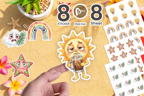 Sticker Burnt Out Sky Theme Watercolor Sublimation artnoy 