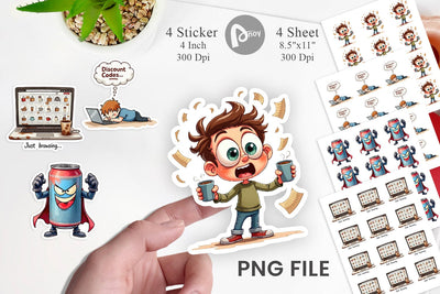 Sticker Caffeine Commerce Sublimation artnoy 