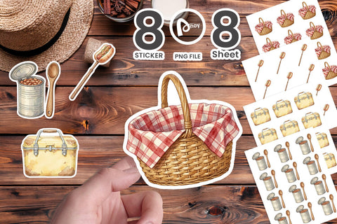 Sticker Campfire Cooking Nostalgia Watercolor Sublimation artnoy 
