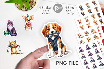 Sticker Carnival Jungle Watercolor Safari Mardi Gras Sublimation artnoy 