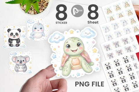 Sticker Celestial Baby Animal Watercolor Sublimation artnoy 