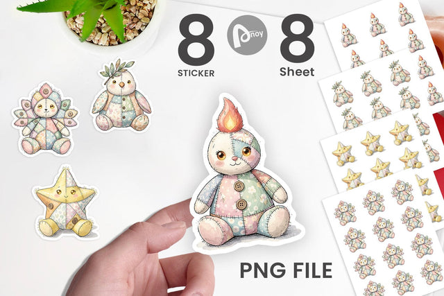 Sticker Celestial Holiday Patchwork Watercolor Sublimation artnoy 