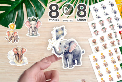 Sticker Celestial Night Elephant Watercolor Sublimation artnoy 