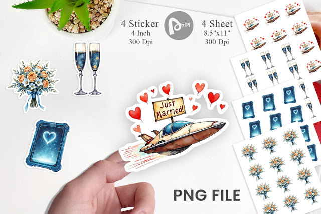 Sticker Celestial Union Sci-Fi Wedding Sublimation artnoy 