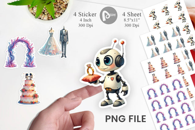 Sticker Celestial Union Sci-Fi Wedding Sublimation artnoy 