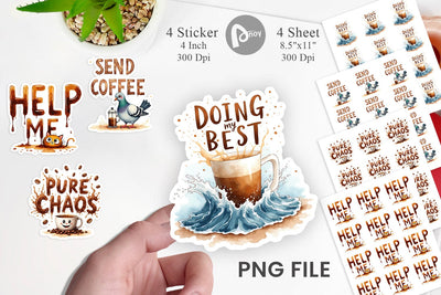 Sticker Chaos Caffeine Sarcastic Quotes Sublimation artnoy 