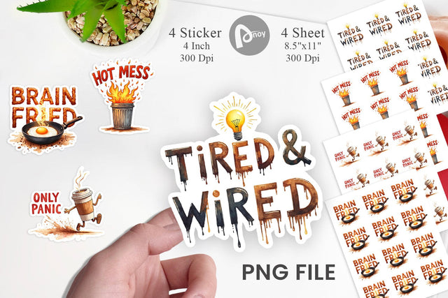 Sticker Chaos Caffeine Sarcastic Quotes Sublimation artnoy 