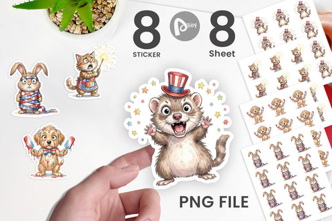 Sticker Chaotic 4th of July Animal Sublimation artnoy 