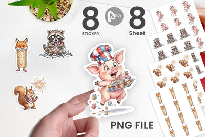 Sticker Chaotic 4th of July Animal Sublimation artnoy 