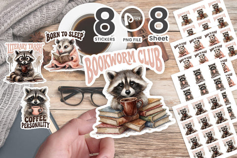 Sticker Chaotic Nocturnal Coffee Book Club Quotes Sublimation artnoy 