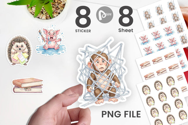 Sticker Chaotic School Animal Watercolor Sublimation artnoy 