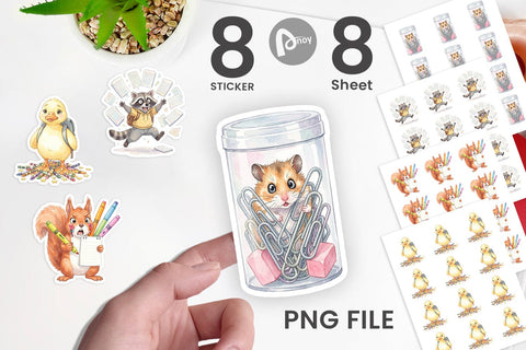 Sticker Chaotic School Animal Watercolor Sublimation artnoy 