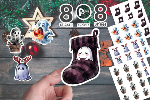 Sticker Chaotic Shocked Vintage Holiday Ghosts Sublimation artnoy 